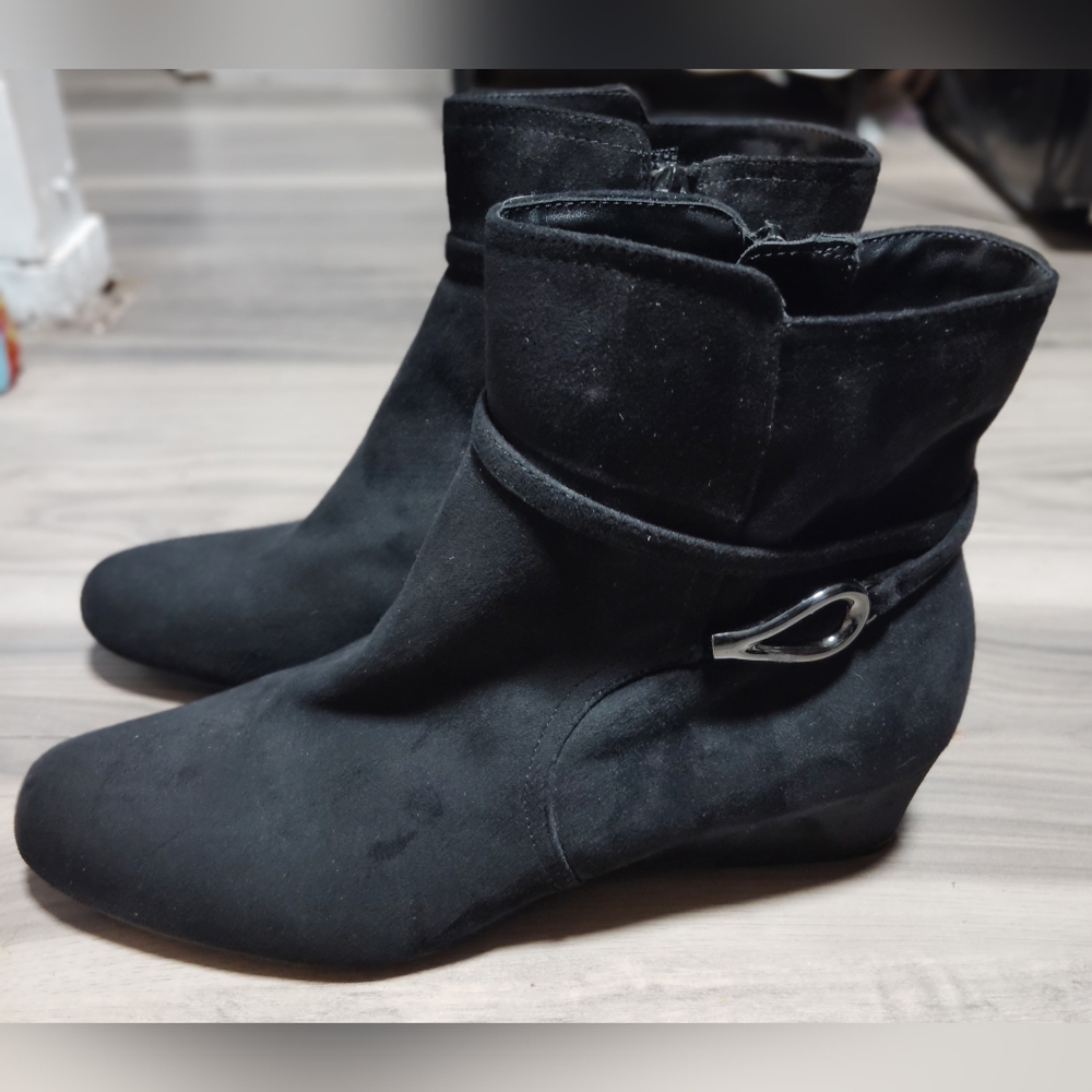 Impo Black Ankle Boots with Buckle Detail
